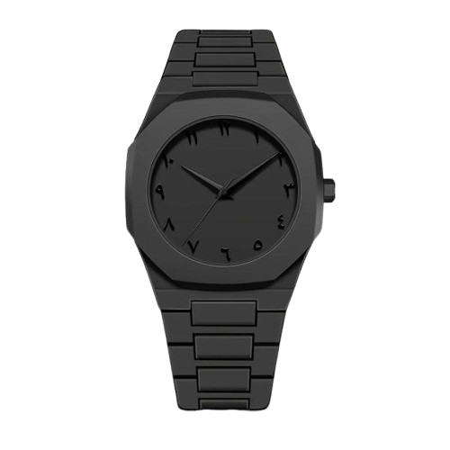 Black Arabic Aura Quartz Watch – Sleek