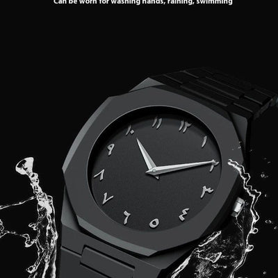 Black Arabic Aura Quartz Watch – Sleek
