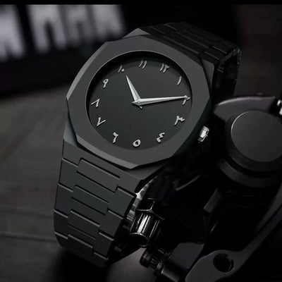 Black Arabic Aura Quartz Watch – Sleek